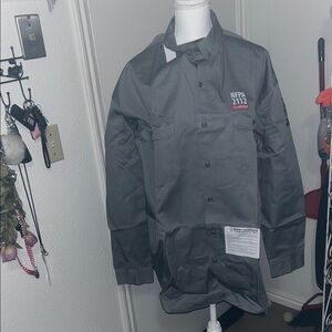 Black Stallion 7oz cotton Flame Resistant Gray Work Shirt NFPA 2112 cert. Sz2XL